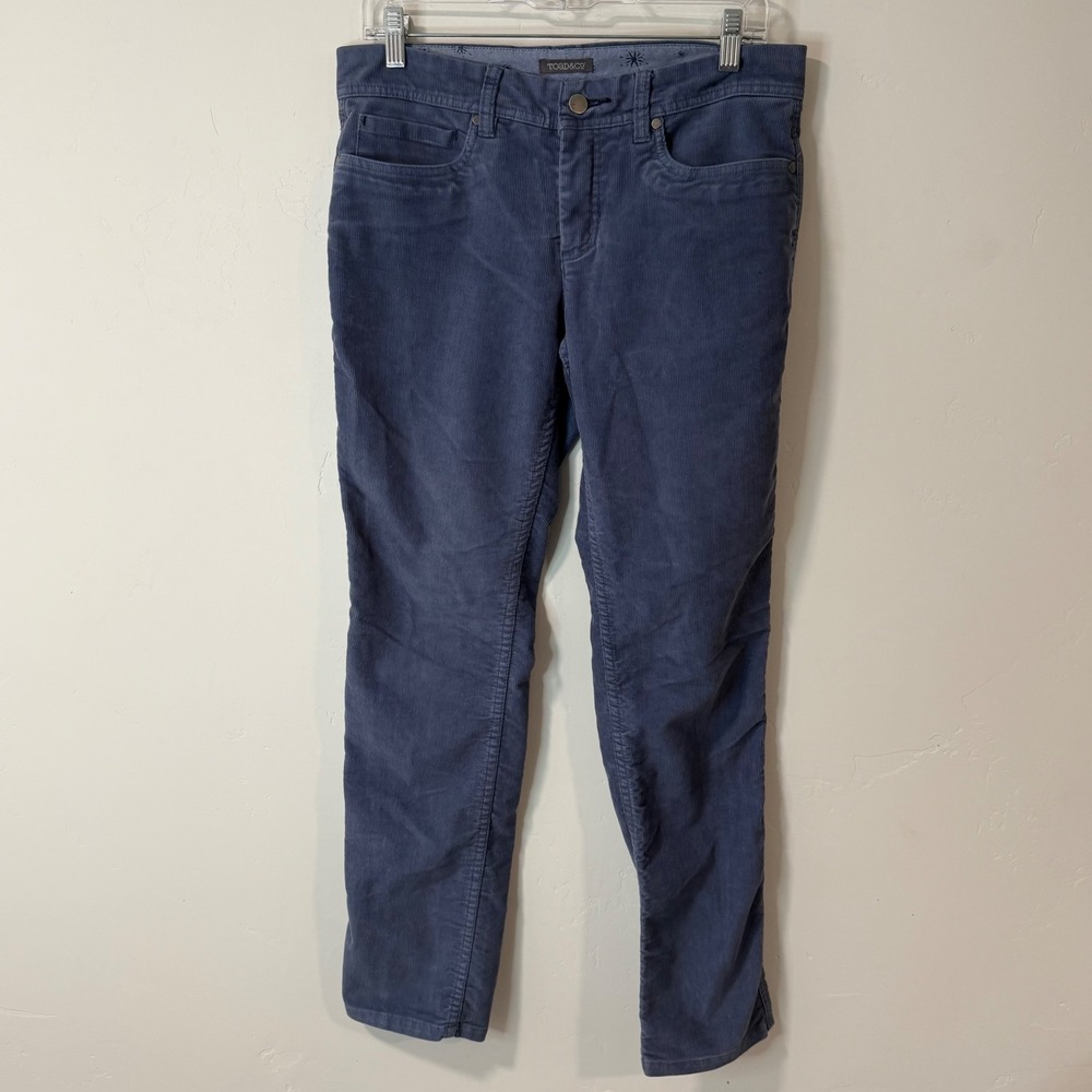 Toad&Co Womensβ Coriander Pant 6 Blue Corduroy Slim Straight Stretch